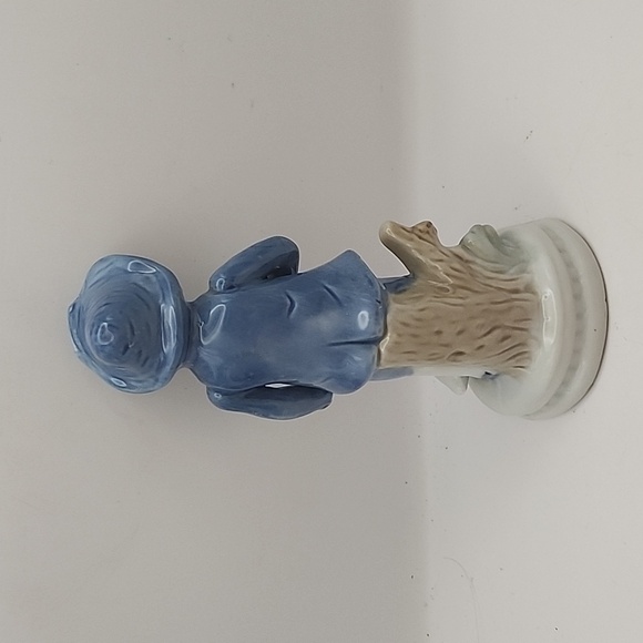 Vintage Fine Porcelain Boy and Goose Hand Painted 6" Blue and White - Picture 3 of 8